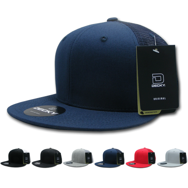 Decky 1075 Fitted Flat Bill Trucker Hat Retro Fitted Cotton Cap Mesh Back Sale