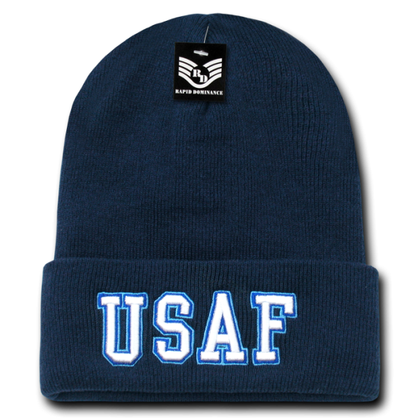 United States Air Force Beanie, Air Force Knit Cap, USAF Beanie, USAF Text - Rapid Dominance S81 Supply
