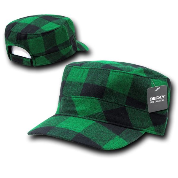 Plaid Flannel Flat Top Cap, BDU GI Cadet Military Patrol Hat - Decky 905 For Discount - Image 4