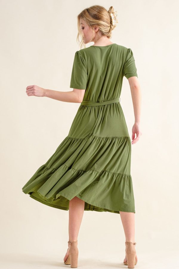 And The Why Soft Short Sleeve Tiered Midi Dress Hot on Sale - Image 2